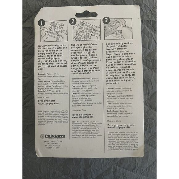 NEW Vintage 2001 Sculpey Flexible Push Mold APM29 Teddy Bear - Picture 2 of 6